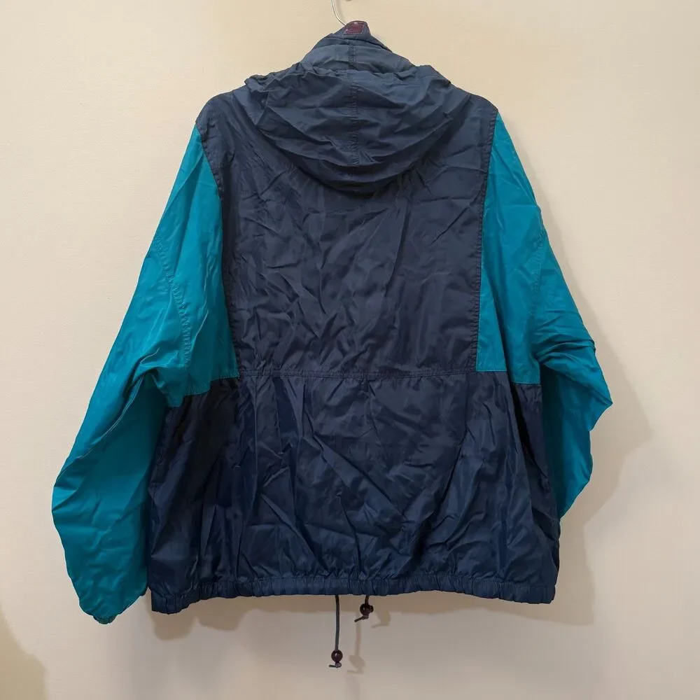 Vintage 90s Southern Classics Colorblock Anorak Jacket Windbreaker Teal Navy XL